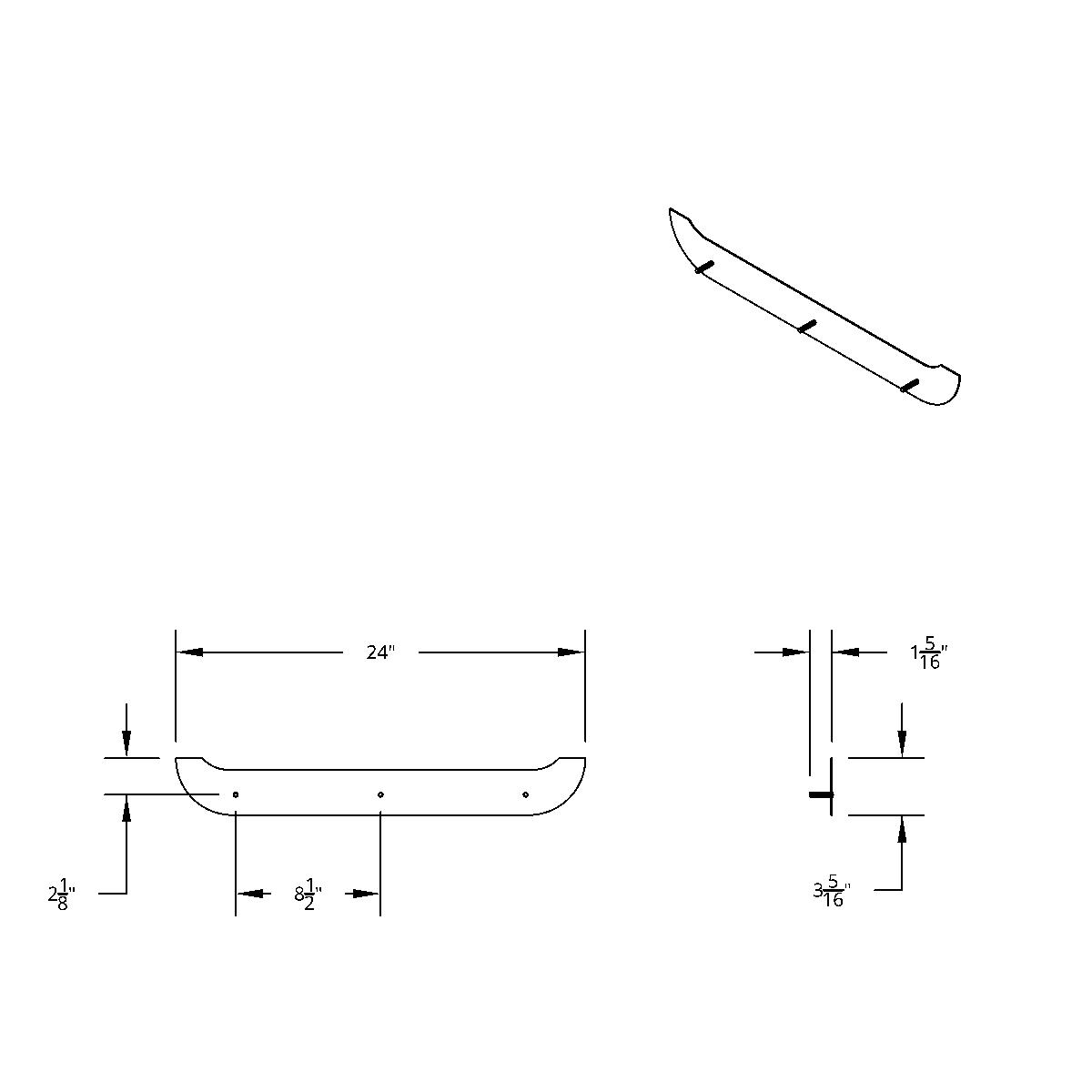 4" X 24" Chrome Contour Bottom Mud Flap Plate - Bolt Thru - Thumbnail 2