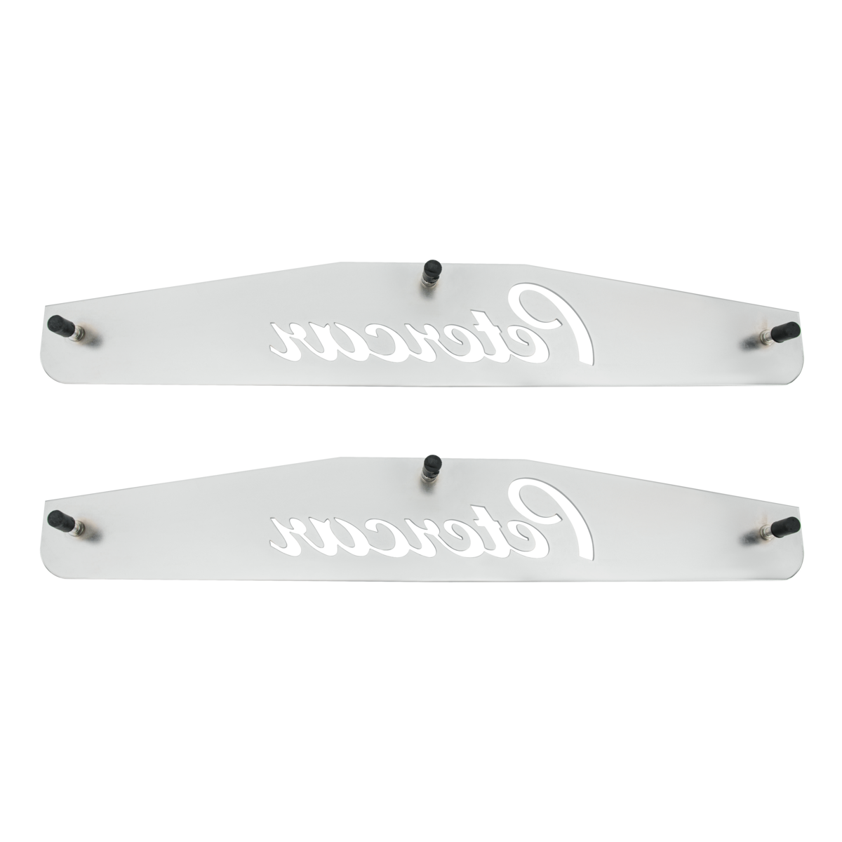 4" X 24" Chrome Petercar Bottom Mud Flap Plate - Welded Stud (Card of 2) - Thumbnail 3