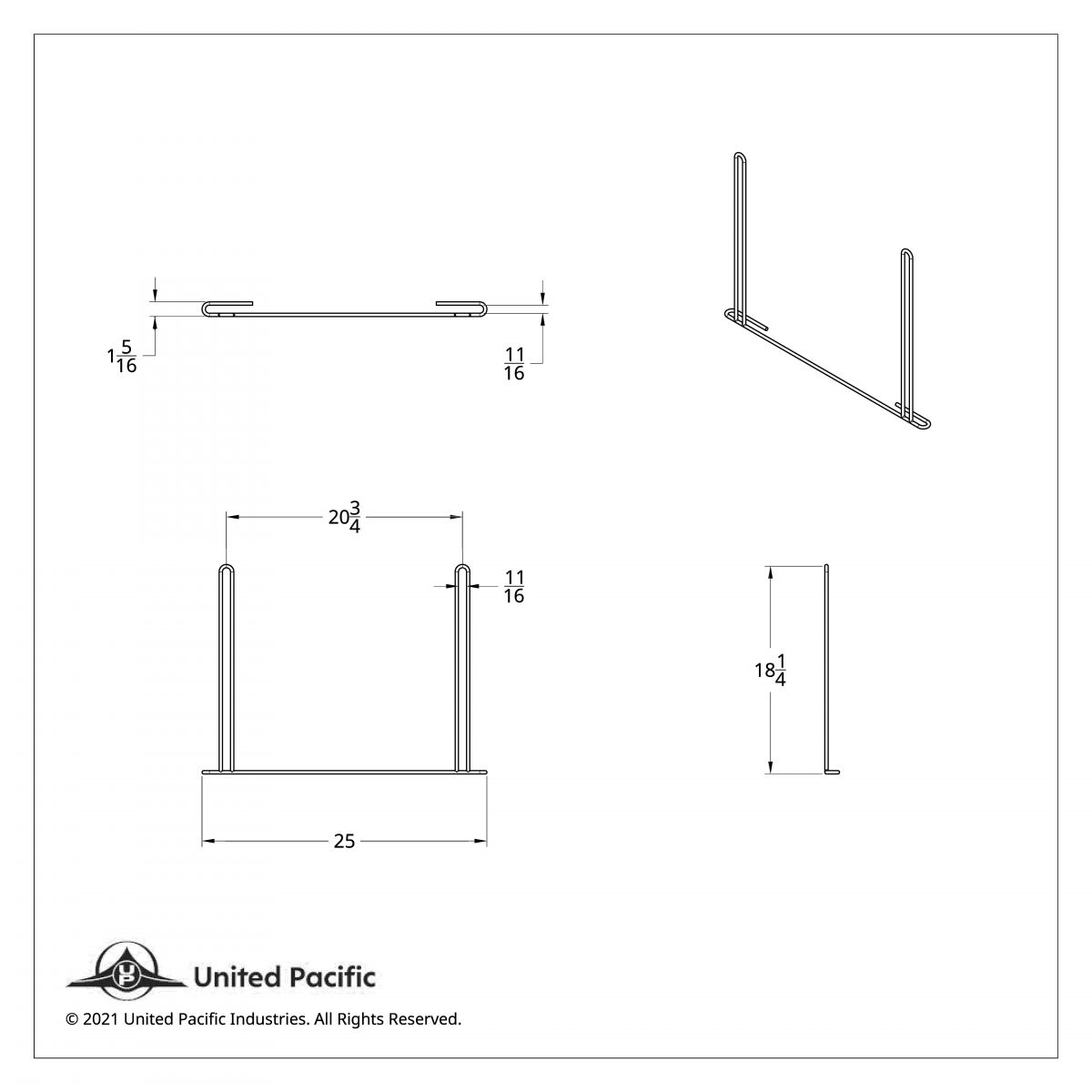 24" X 18" Chrome Anti-Sail Bracket - Thumbnail 3