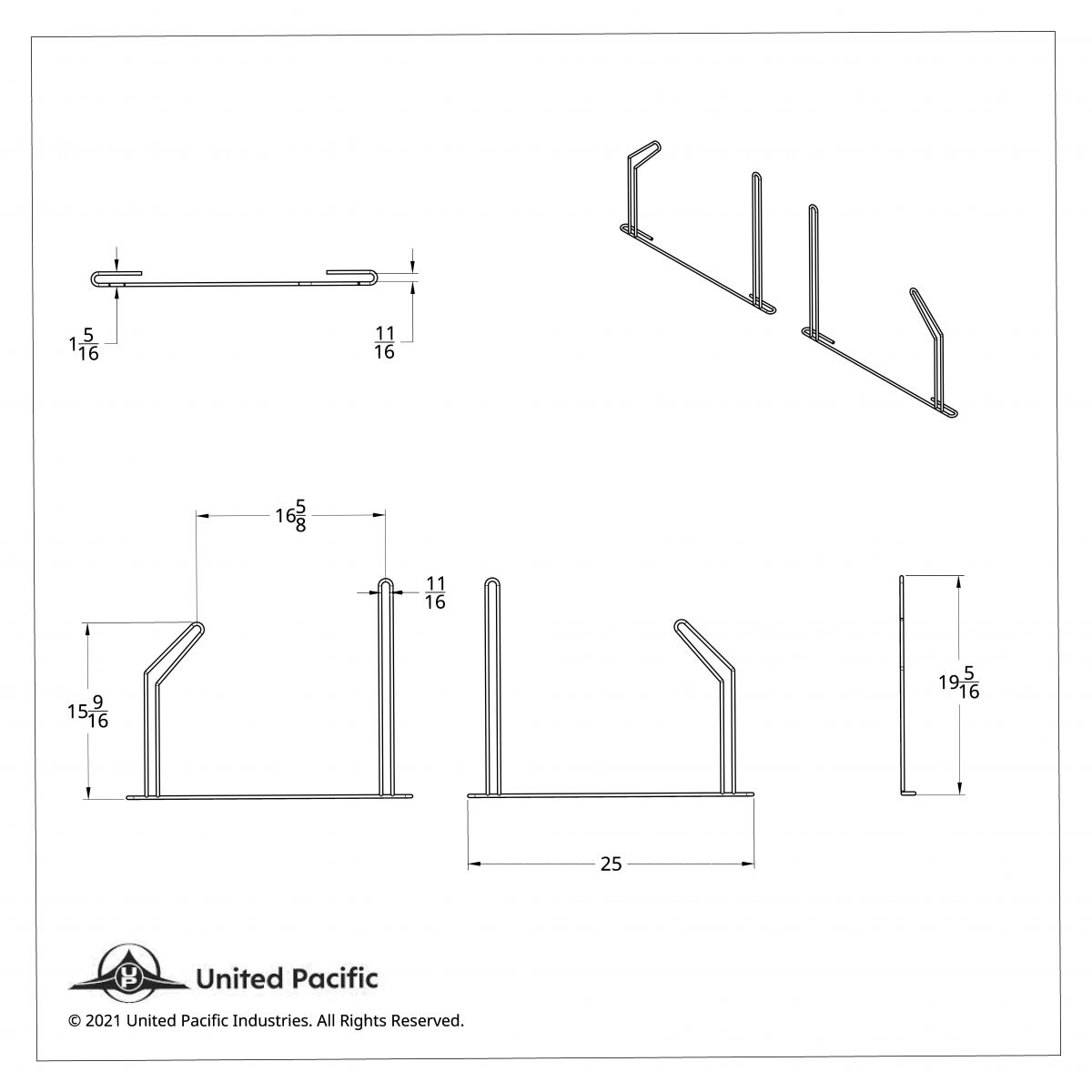 24" Chrome Angled Anti-Sail Bracket (Pair) - Thumbnail 5