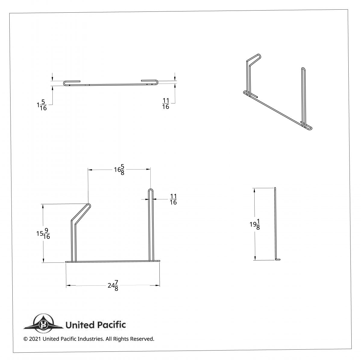 24" Chrome Angled Anti-Sail Bracket - Left Only - Thumbnail 5