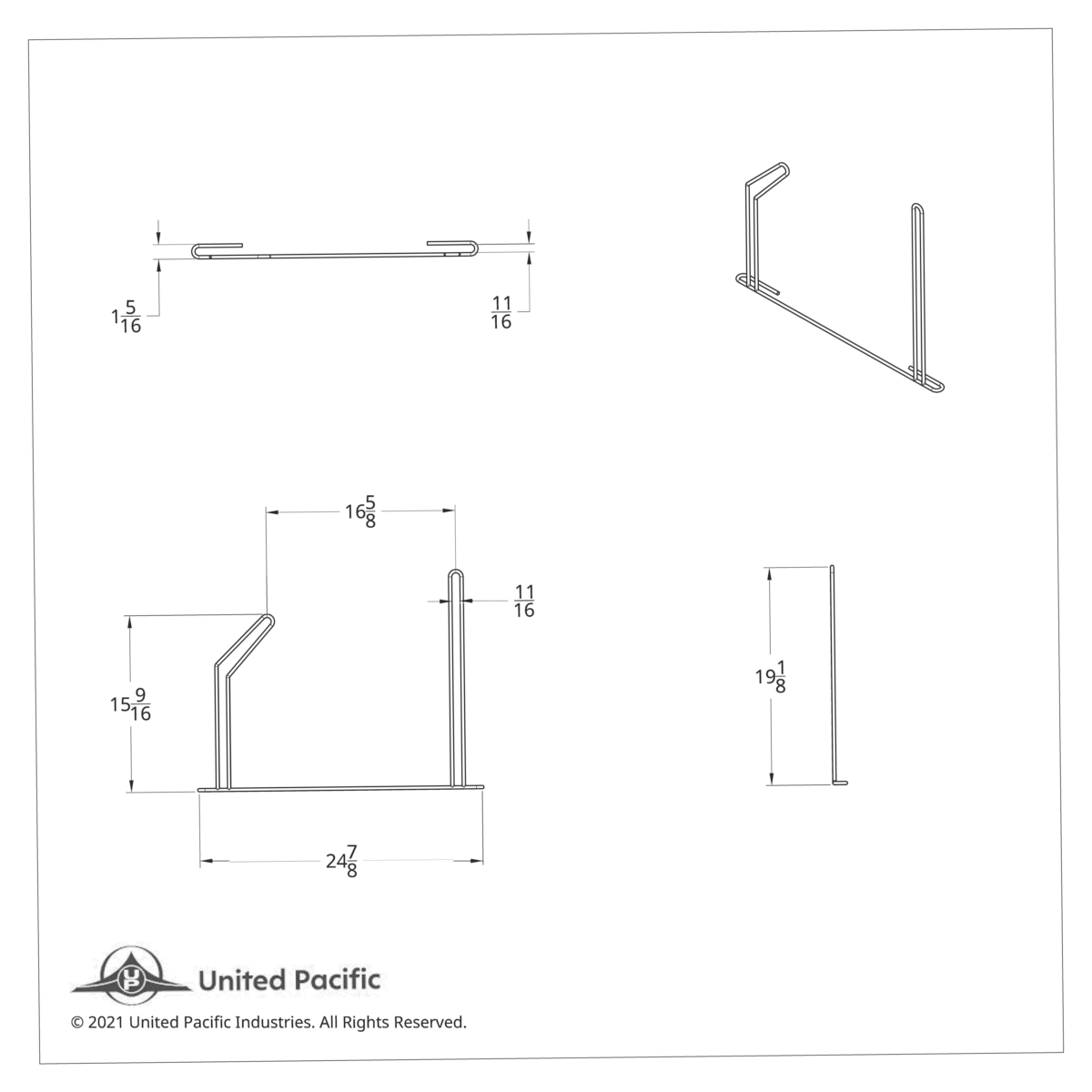 24" Chrome Angled Anti-Sail Bracket - Left Only - Thumbnail 6