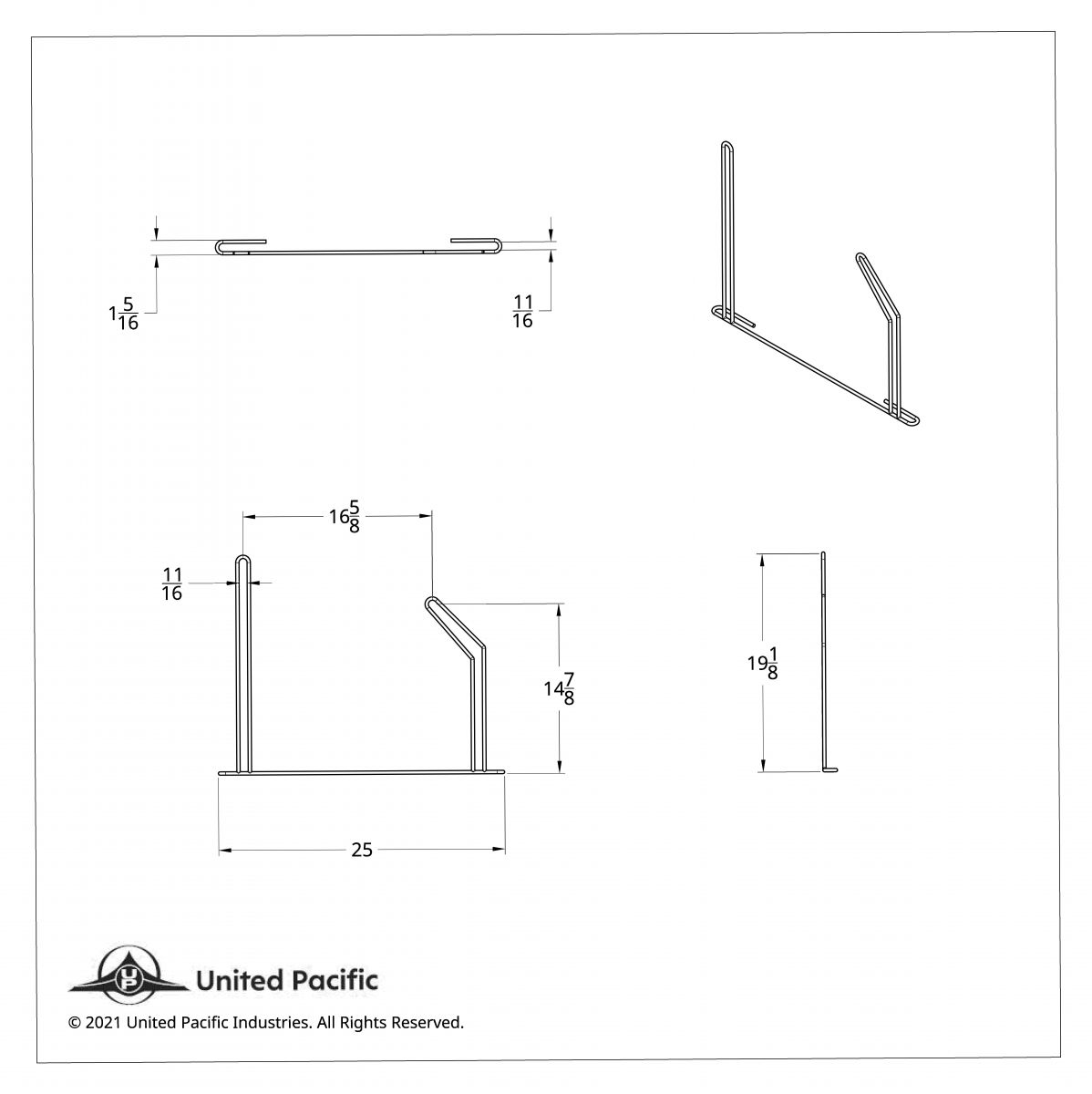 24" Chrome Angled Anti-Sail Bracket - Right Only - Thumbnail 5