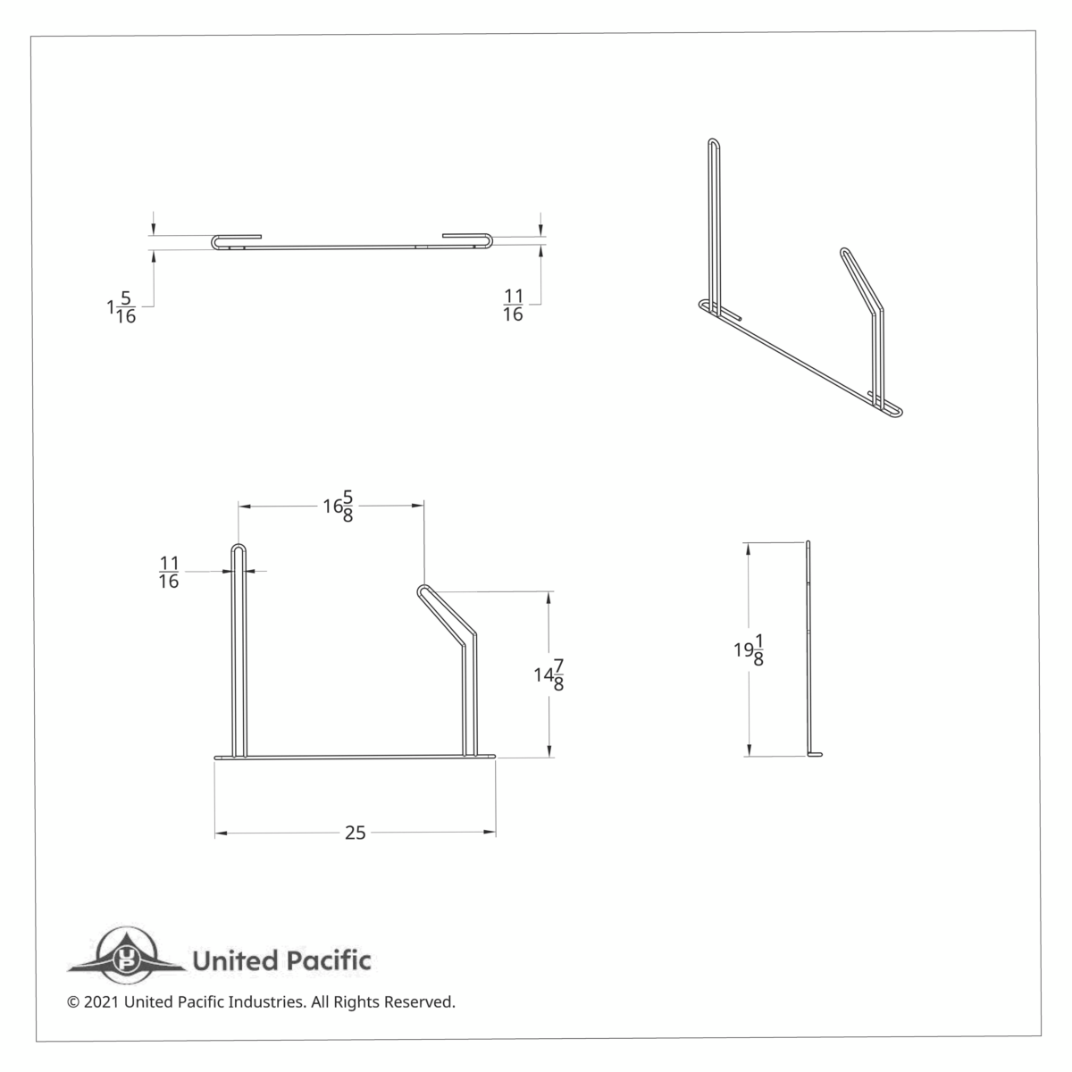 24" Chrome Angled Anti-Sail Bracket - Right Only - Thumbnail 6