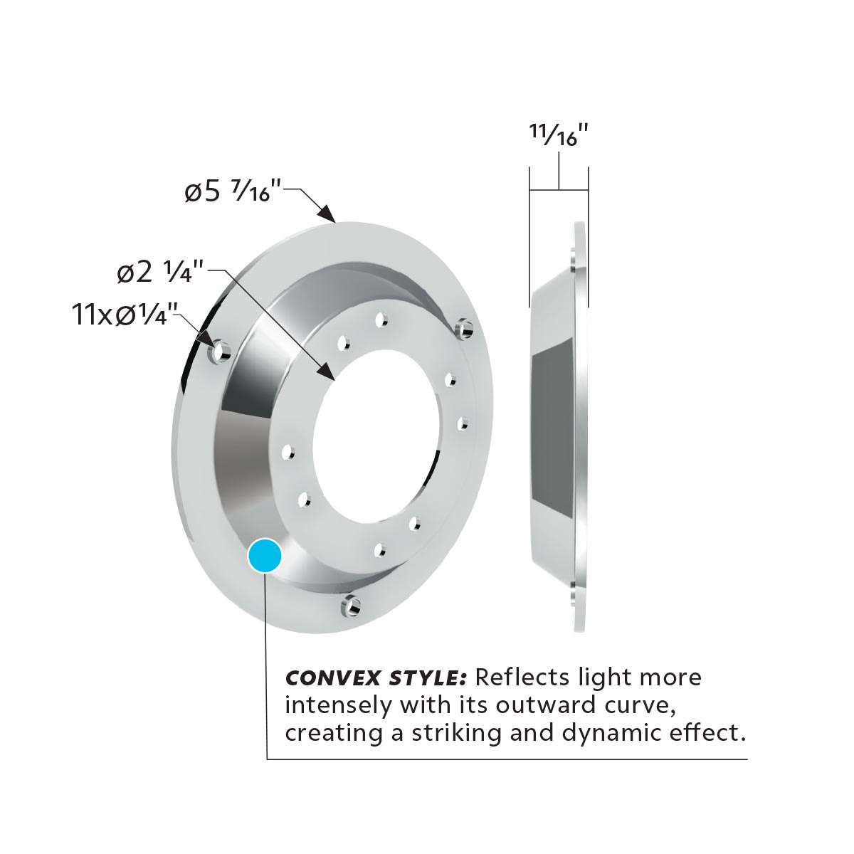 Chrome Plastic Watermelon Light Sleeper Bunk LED Adapter-Convex Style - Thumbnail 5