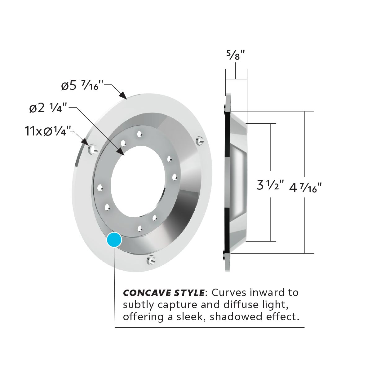 Chrome Plastic Watermelon Light Sleeper Bunk LED Adapter-Concave Style - Thumbnail 6