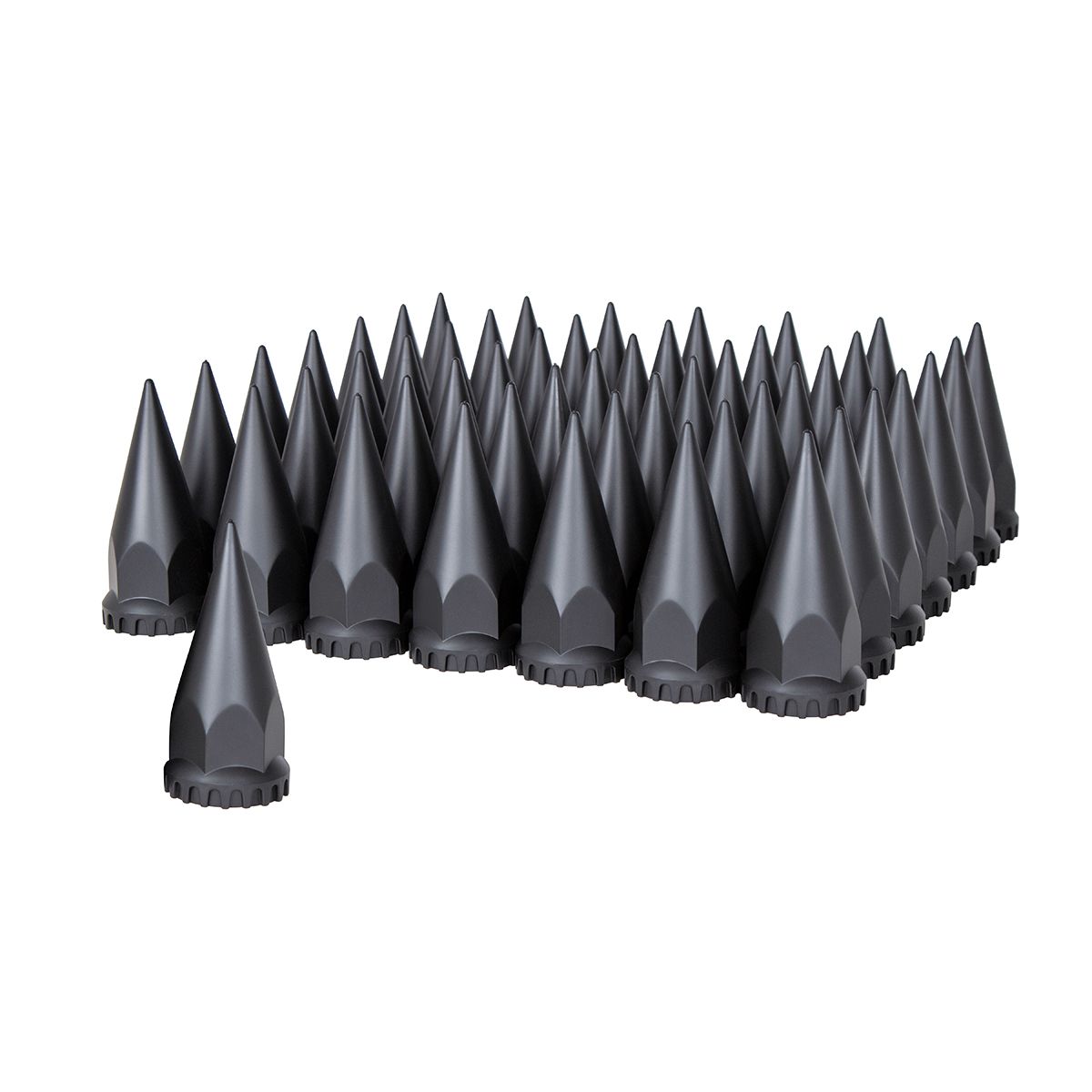 33mm X 4-3/4" Matte Black Spike Nut Covers With Flange- Thread-On (60-Pack)
