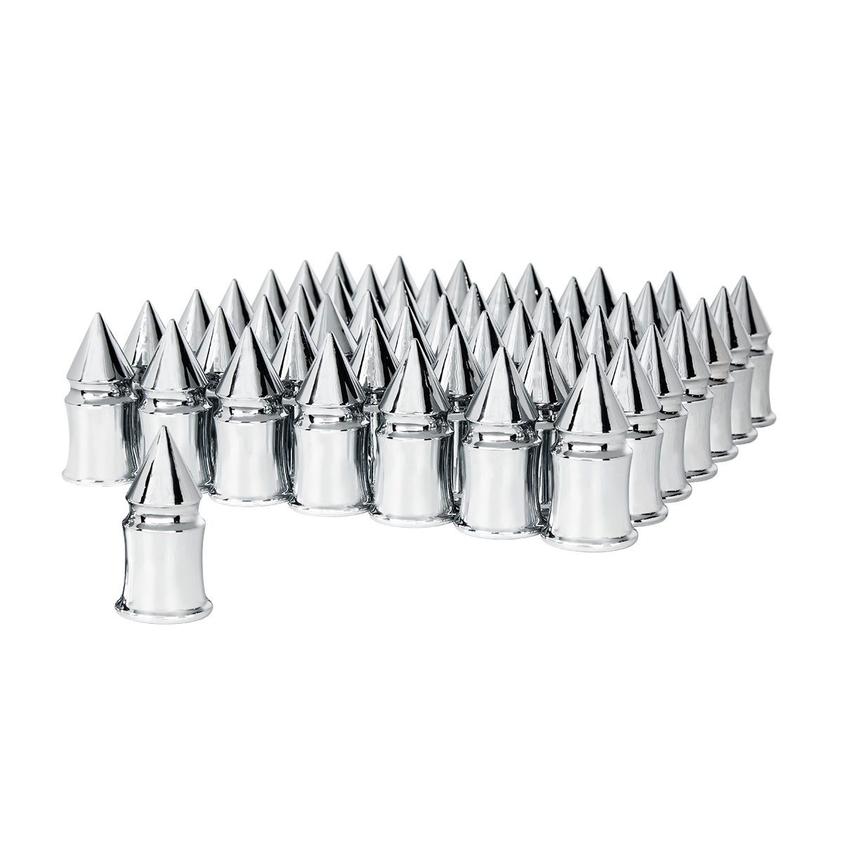 33mm X 4-3/8" Chrome Plastic V-Spike Nut Covers - Thread-On (60-Pack) - Thumbnail 7
