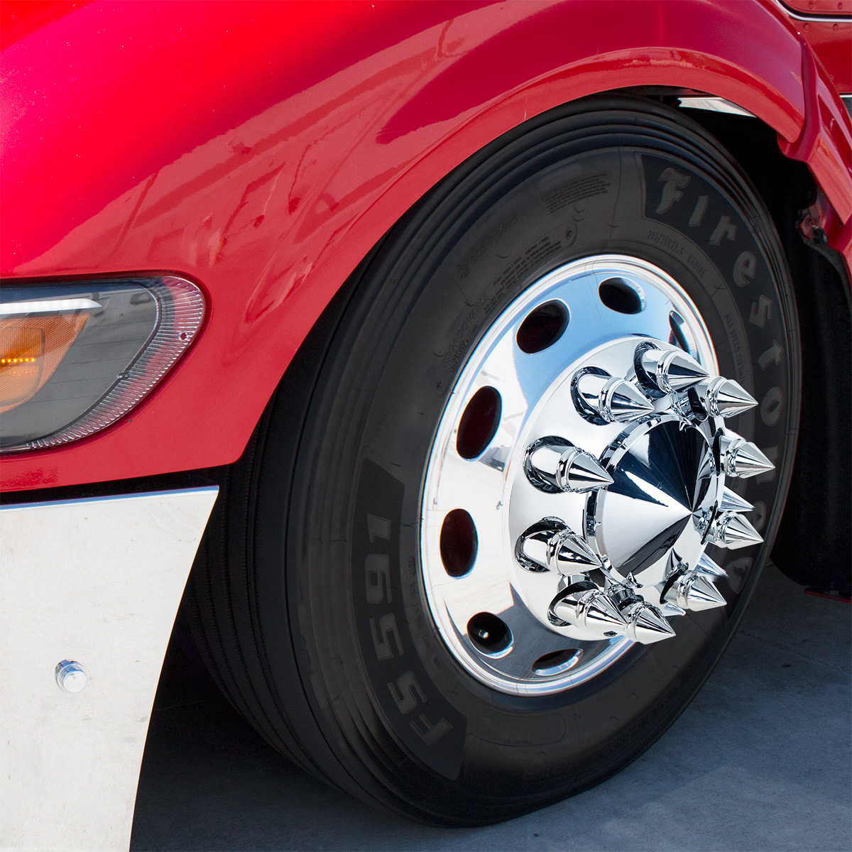 33mm X 4-3/8" Chrome Plastic V-Spike Nut Covers - Push-On (60-Pack) - Thumbnail 4