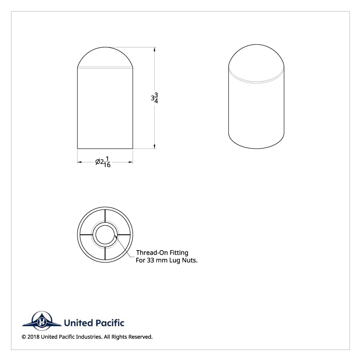 33mm X 3-3/4" Chrome Plastic Dome Nut Covers - Thread-On (60-Pack) - Thumbnail 11