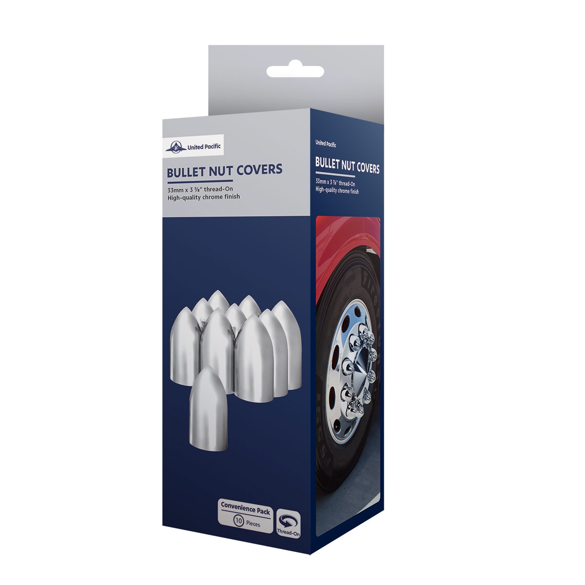 33mm x 3-7/8" Chrome Plastic Bullet Nut Covers - Thread-On (10-Pack) - Thumbnail 8