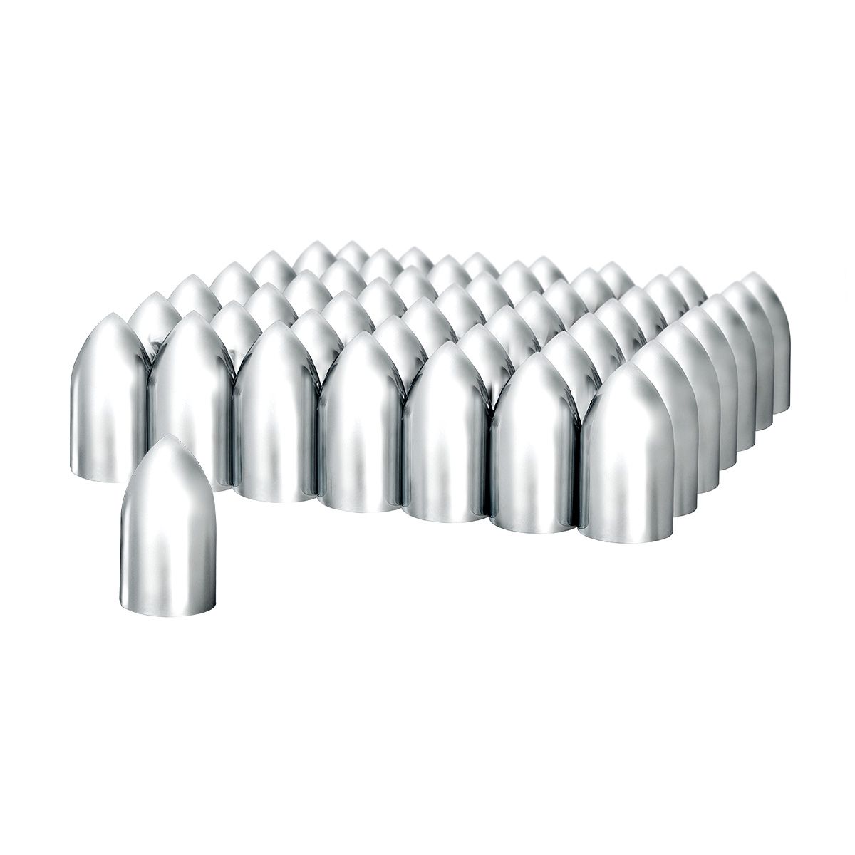 33mm X 3-7/8" Chrome Plastic Bullet Nut Covers - Thread-On (60-Pack)