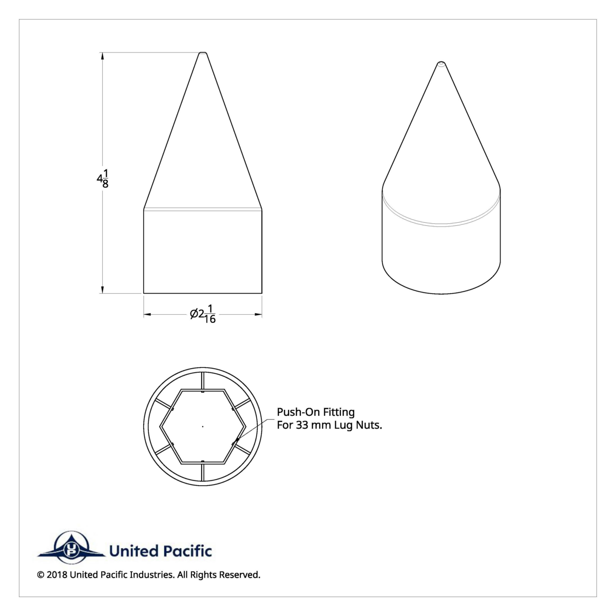 33mm X 4-1/8" Chrome Plastic Spike Nut Covers - Push-On (60-Pack) - Thumbnail 12
