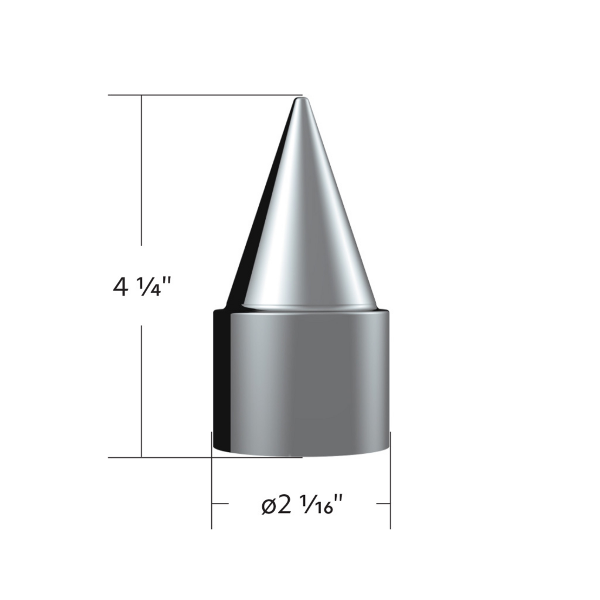 33mm X 4-1/4" Chrome Plastic Stiletto Nut Cover - Push-On (Bulk) - Thumbnail 5