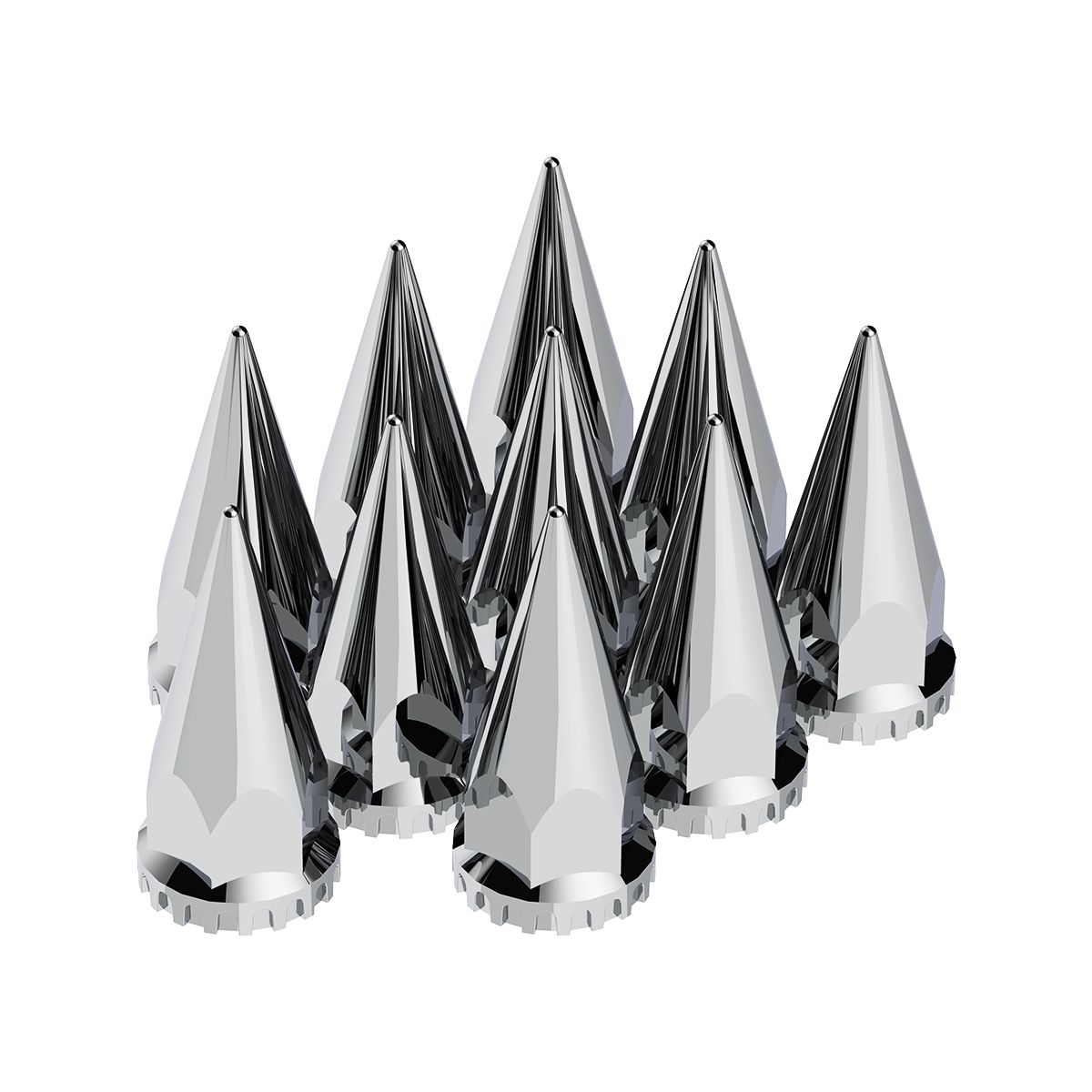 33mm X 4-3/4" Chrome Super Spike Nut Covers - Thread-On (Box of 10)
