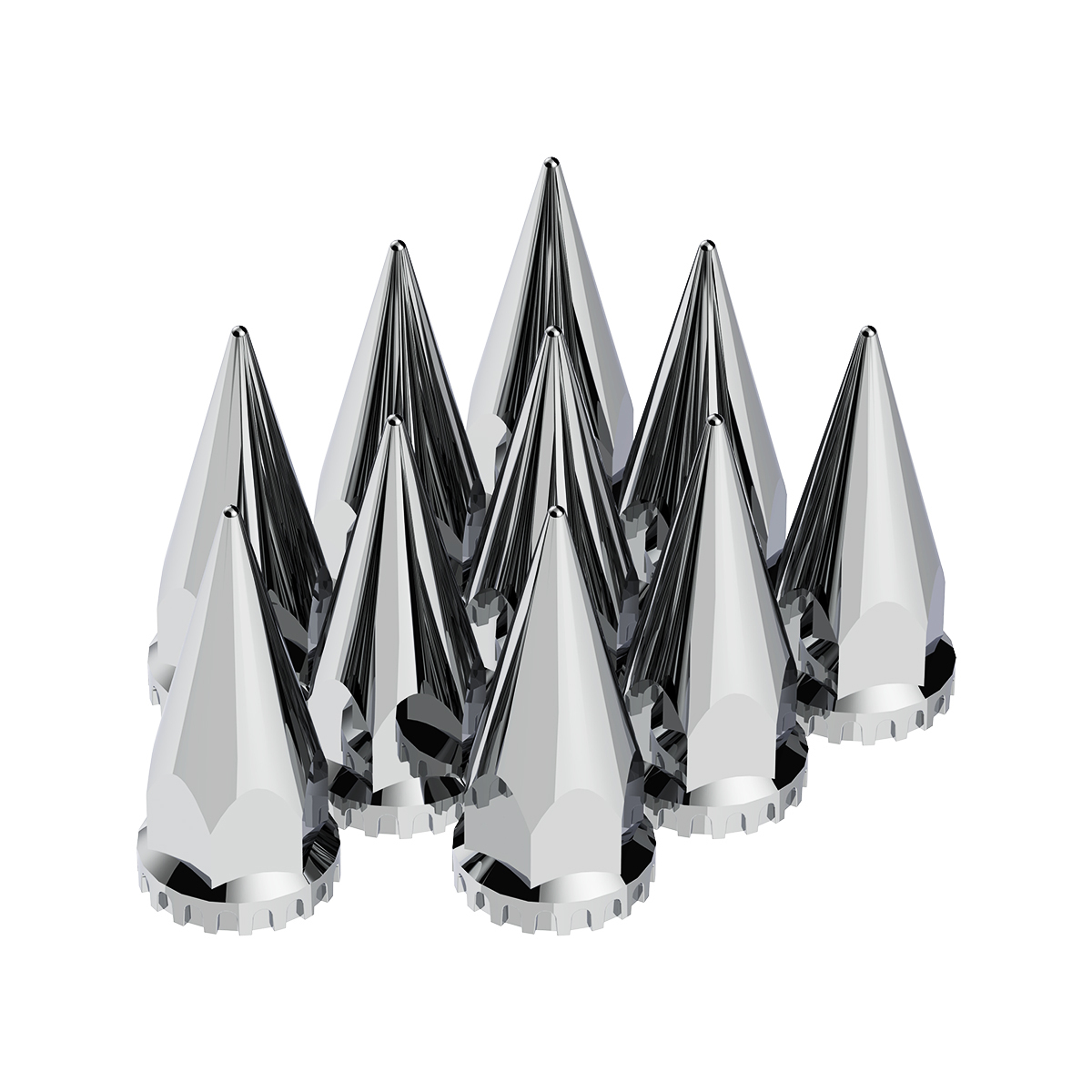 33mm X 4-3/4" Chrome Super Spike Nut Covers - Thread-On (Box of 10) - Thumbnail 8