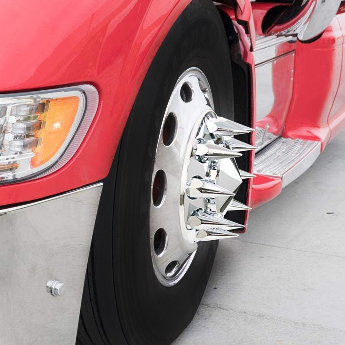 33mm x 4 7/8" Chrome Plastic Super Spike Nut Covers - Push-On (Box of 10) - Thumbnail 6