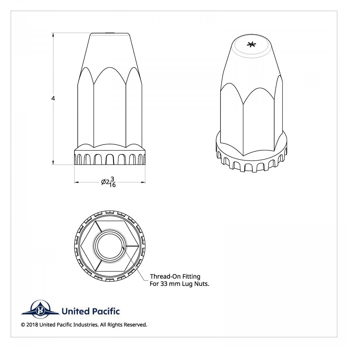 33mm X 4" Chrome Plastic Extra Tall Nut Cover With Flange - Thread-On (Bulk) - Thumbnail 8