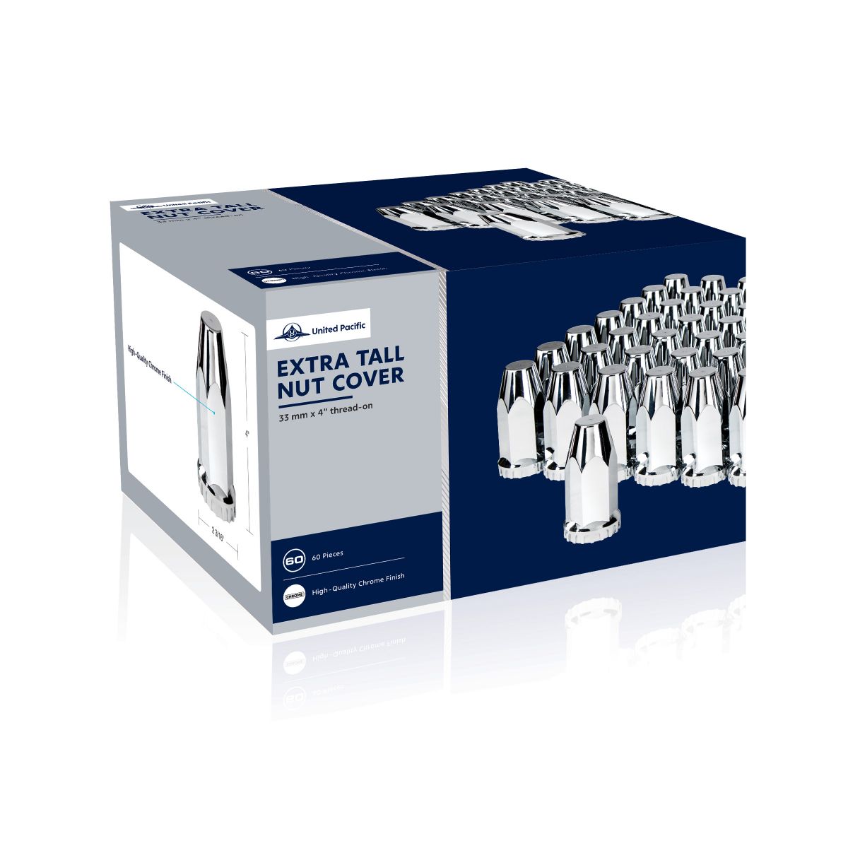 33mm X 4" Chrome Plastic Extra Tall Nut Covers With Flange - Thread-On (60-Pack) - Thumbnail 9