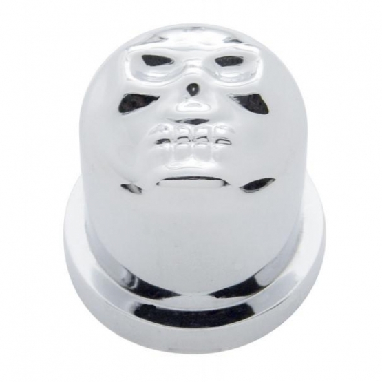 7/16" X 3/4" Chrome Plastic Skull Nut Cover, Push-On Style (10-Pack)