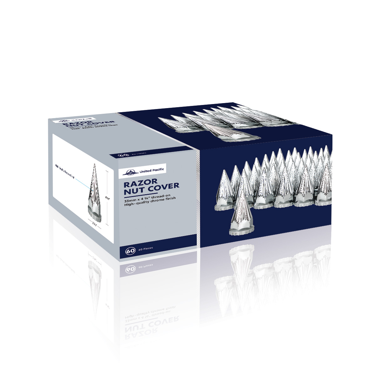 33mm X 4-3/4" Chrome Plastic Razor Nut Covers With Flange - Thread-On (60-Pack) - Thumbnail 5