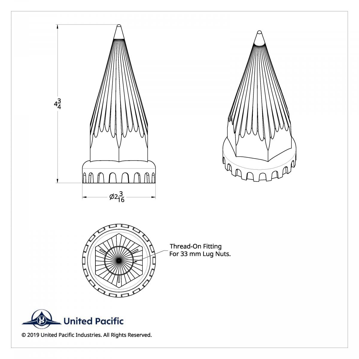 33mm X 4-3/4" Chrome Plastic Razor Nut Covers With Flange - Thread-On (60-Pack) - Thumbnail 6