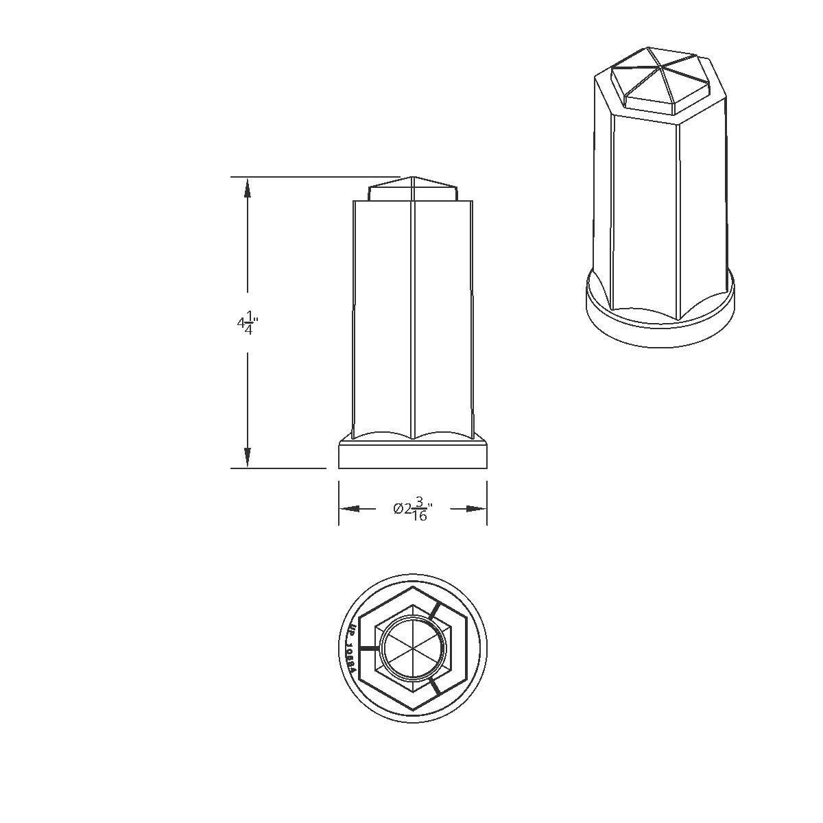 33mm X 4-1/4" Tall Chrome Plastic Hexagon Style Thread-On Nut Cover (Bulk) - Thumbnail 6