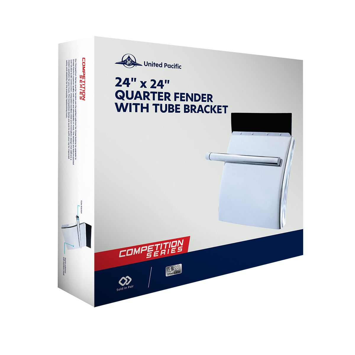 24" x 24" Stainless Competition Series Quarter Fender Set - Tube Bracket (Pair) - Thumbnail 9