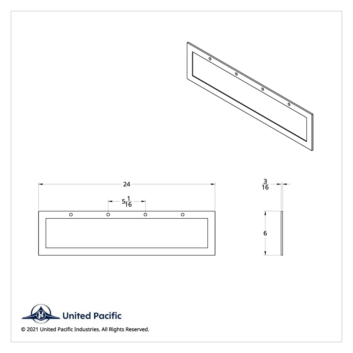 24" X 6" Rubber Quarter Fender Top Mud Flap - Thumbnail 3