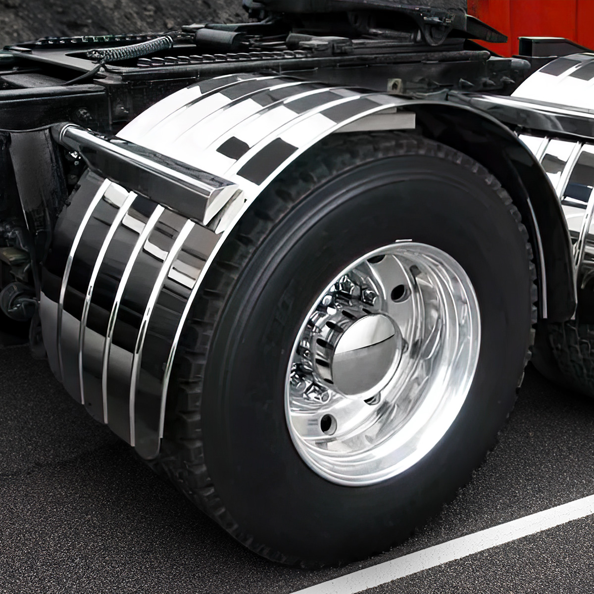 80" 430 Stainless Steel (18ga) Single Axle Fender - SR Series  (Pair) - Thumbnail 8