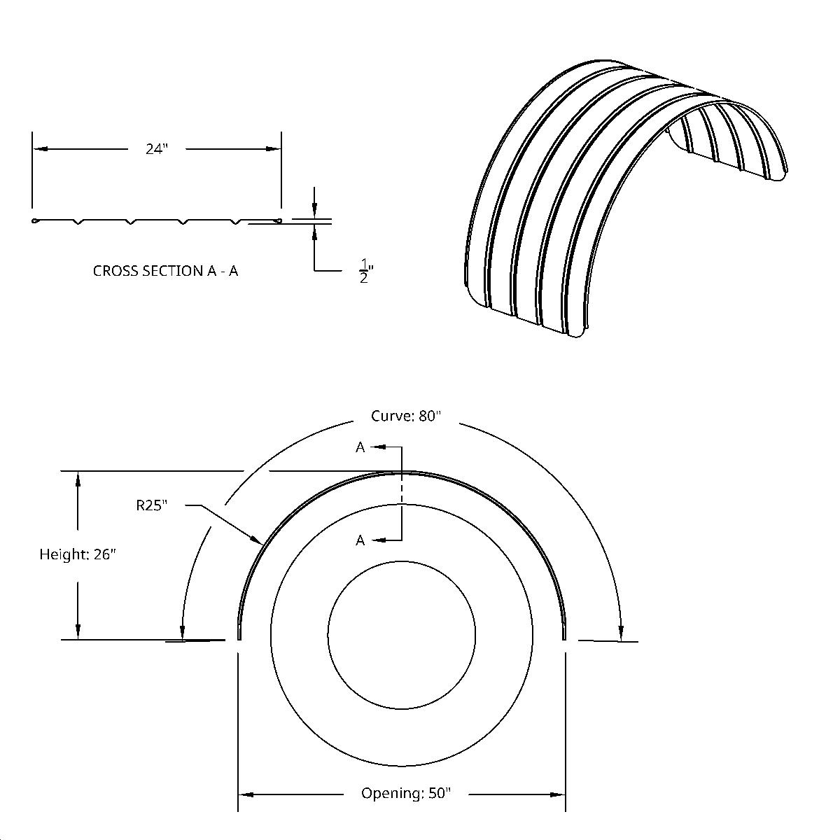 80" 430 Stainless Steel (18ga) Single Axle Fender - SR Series  (Pair) - Thumbnail 9