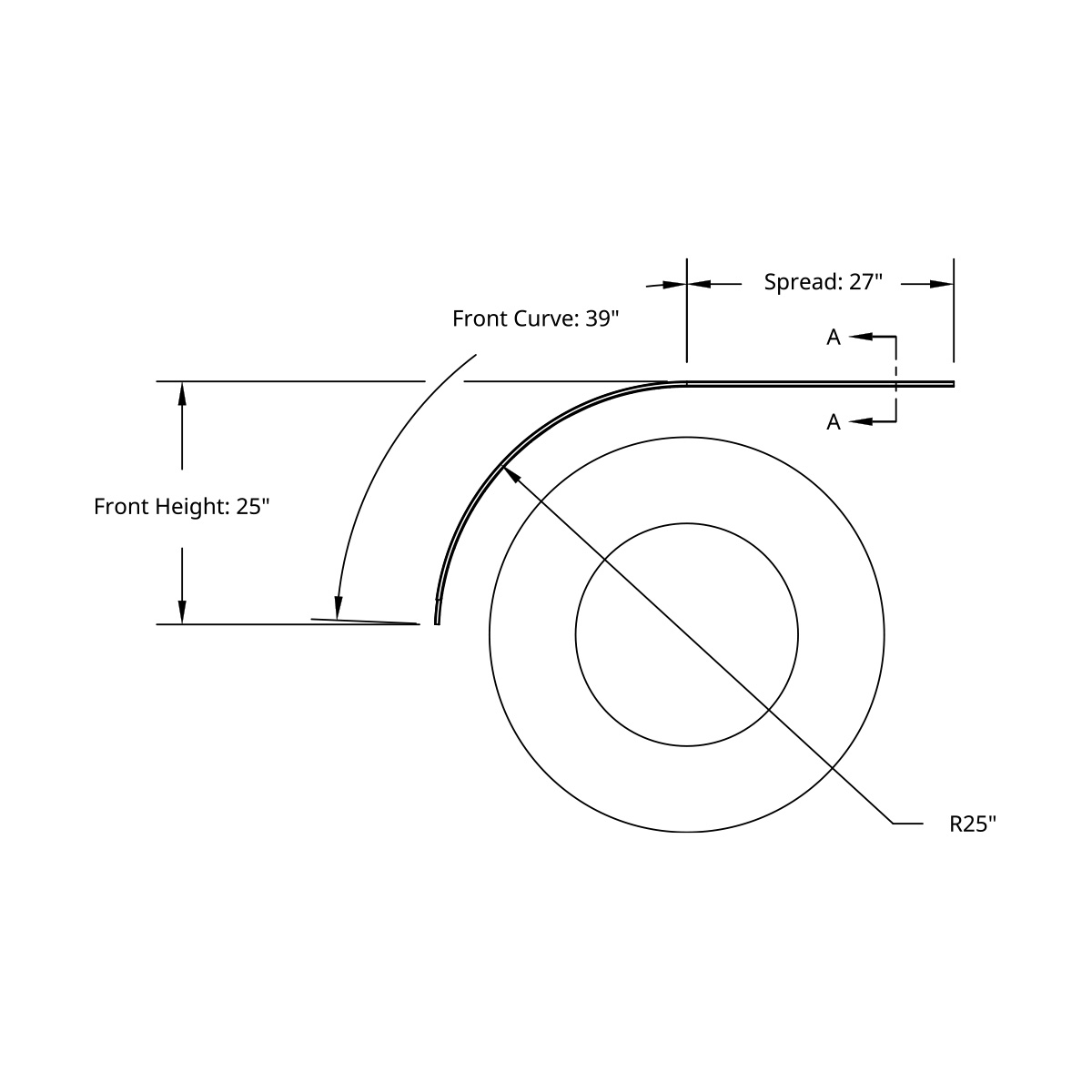 66" 430 Stainless Steel (18ga) Half Fender - SR Series (Pair) - Thumbnail 2