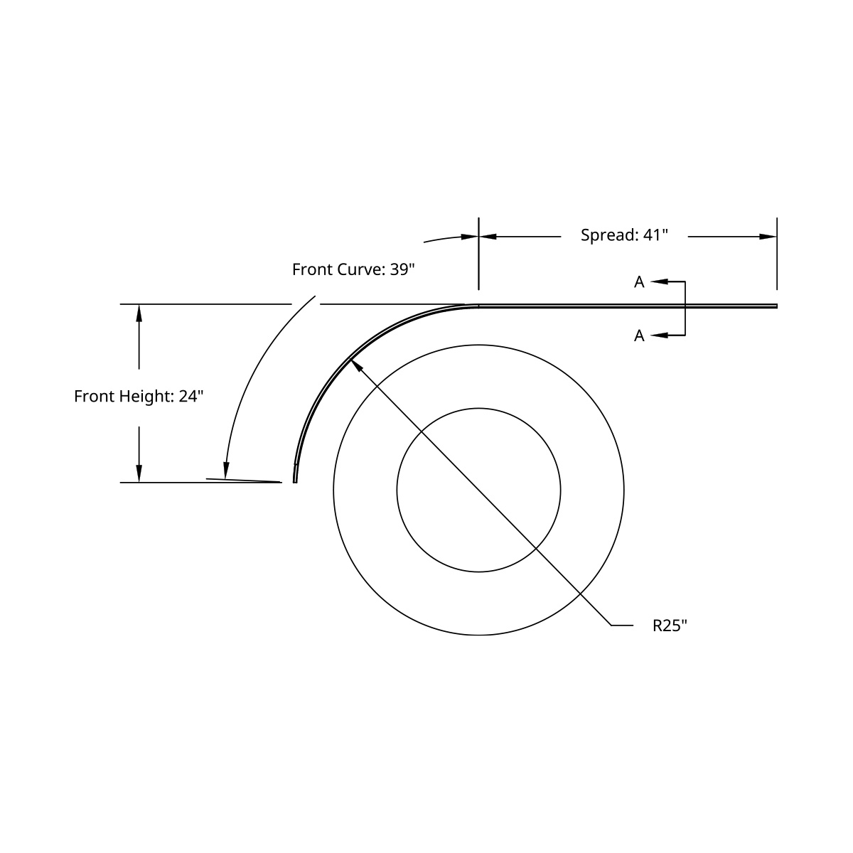 80" 430 Stainless Steel (18ga) Half Fender - SR Series (Pair) - Thumbnail 2