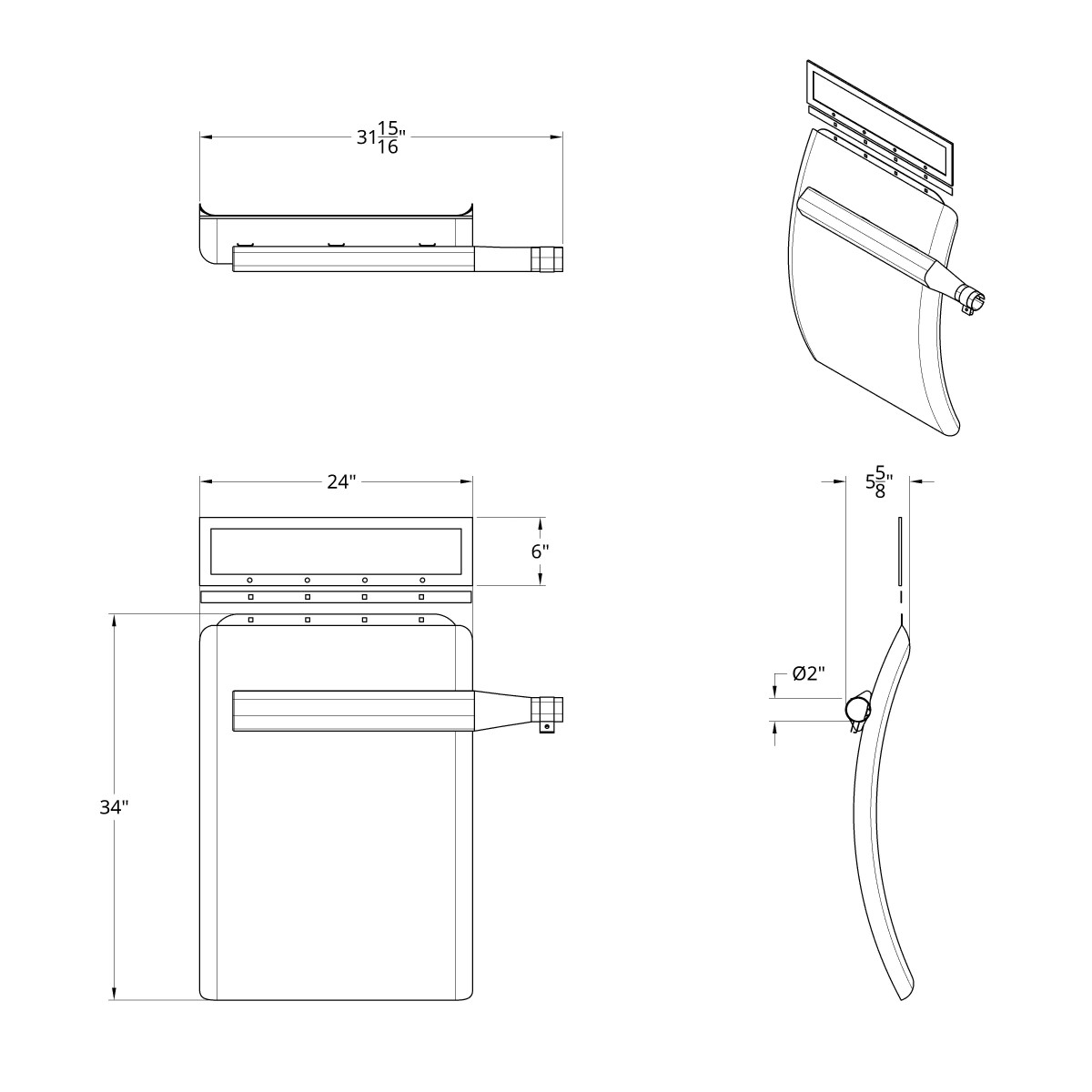 24" x 34" Deluxe Stainless Quarter Fender Set - Triangle Bracket - Thumbnail 2