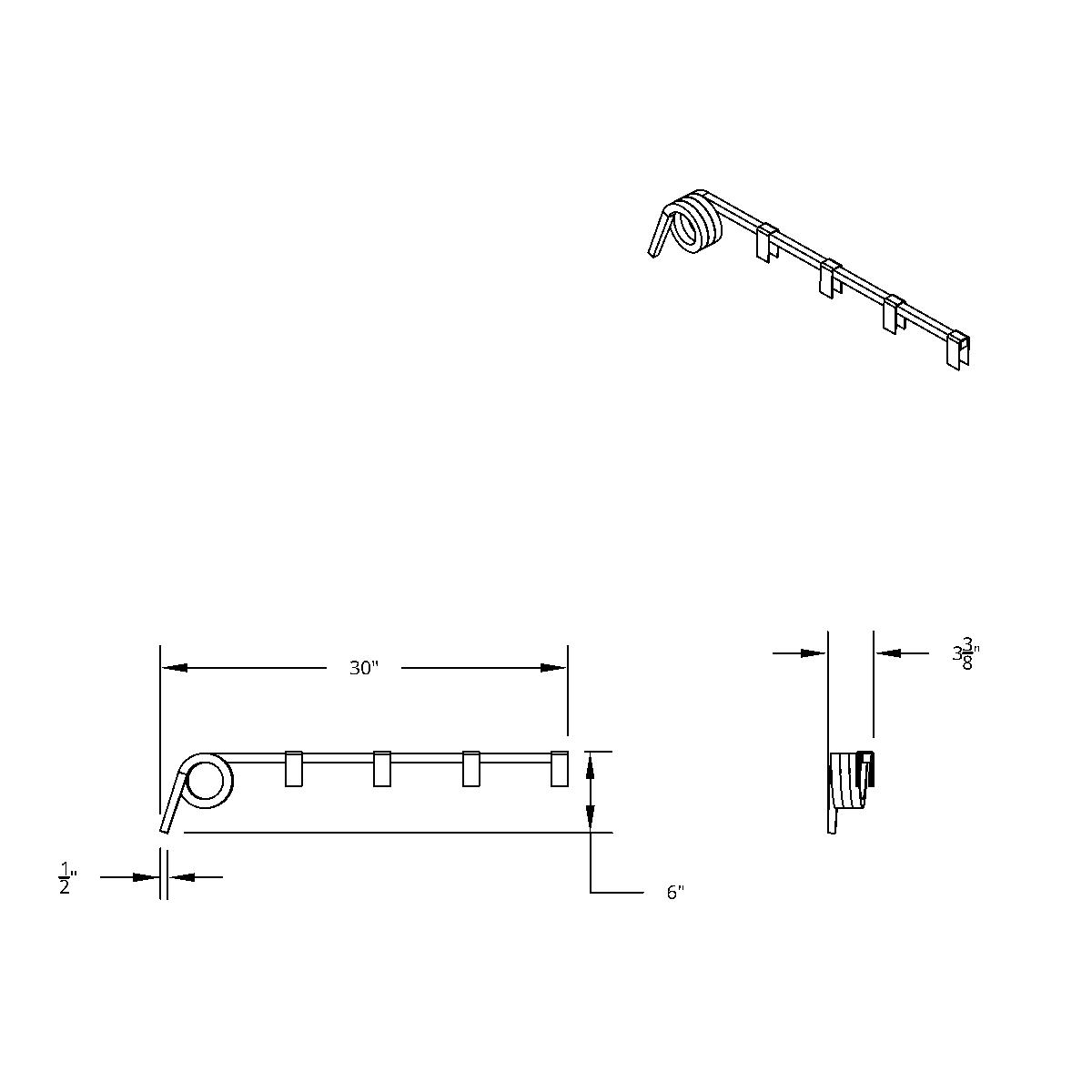 Black Straight Mud Flap Hangers - 3 Coils (Pair) - Thumbnail 3