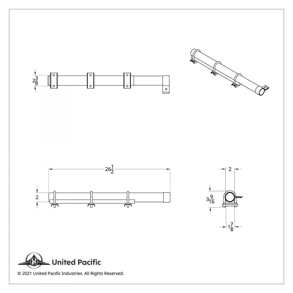Deluxe Stainless Quarter Fender Bracket - 2" Tube/U-Clamps (Pair) - Thumbnail 3
