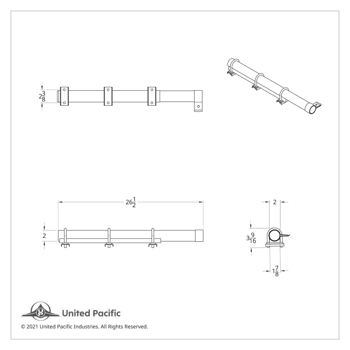 Deluxe Stainless Quarter Fender Bracket - 2" Tube/U-Clamps (Pair) - Thumbnail 5
