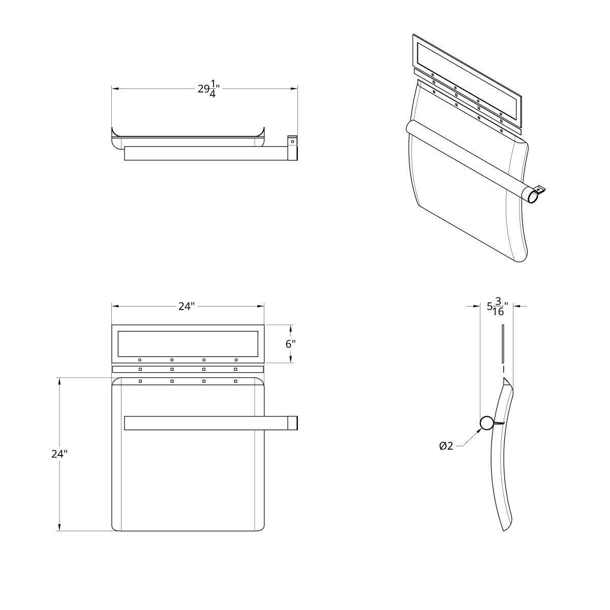 24" X 24" 430 Stainless Quarter Fender With Tube Bracket Set (Pair) - Thumbnail 9