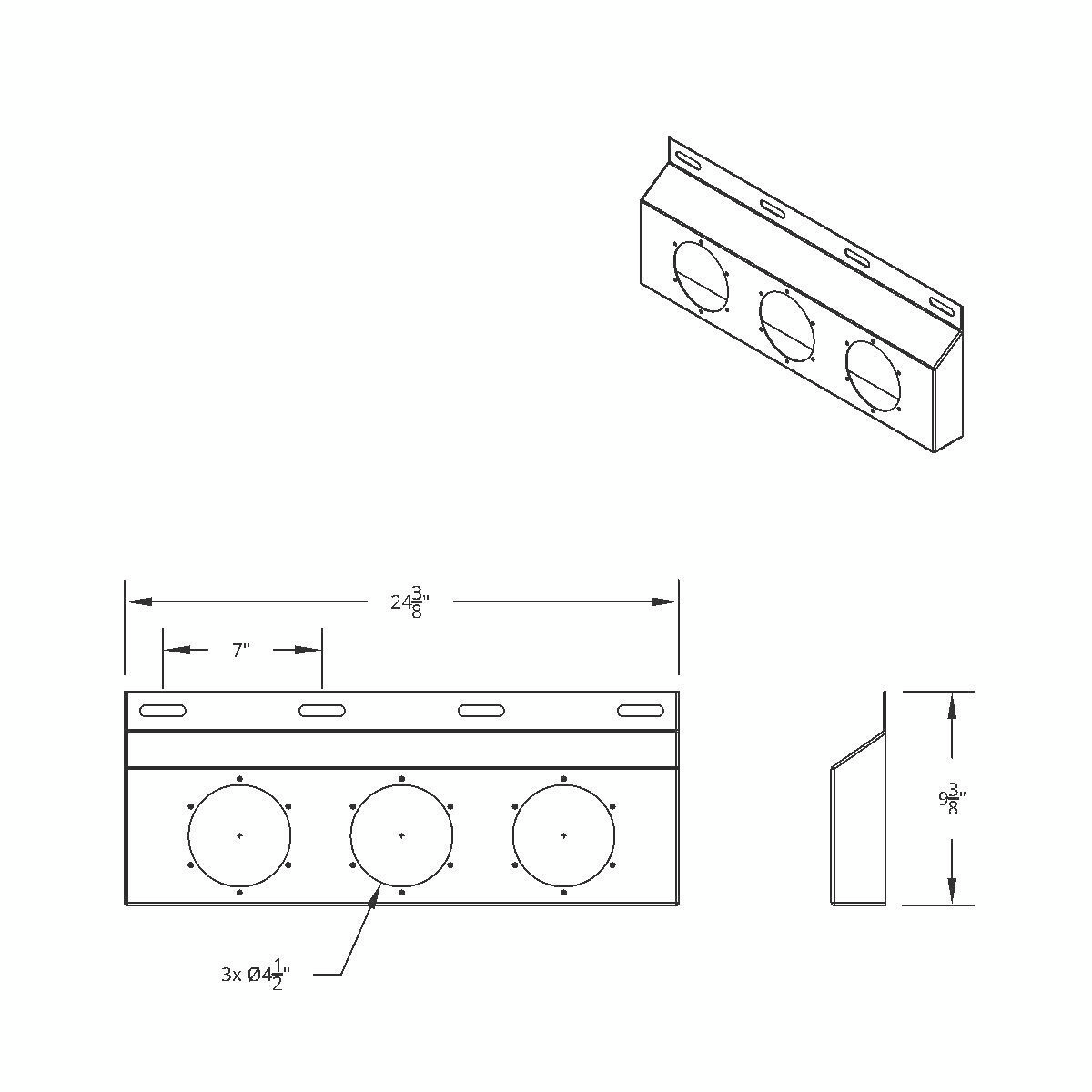 Stainless Top Mud Flap Plate With Three 4" Lights & Visor - Red Lens (Each) - Thumbnail 2