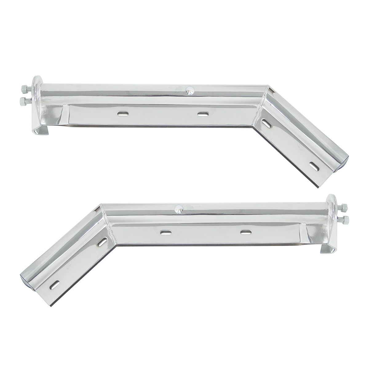 28" Chrome 45-Degree Angled Mud Flap Hangers - 1-1/8" Bolt Pattern (Pair)