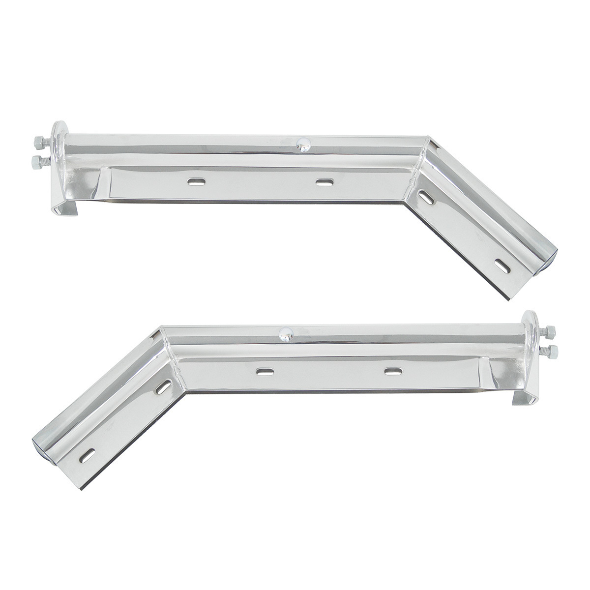 28" Chrome 45-Degree Angled Mud Flap Hangers - 1-1/8" Bolt Pattern (Pair) - Thumbnail 5