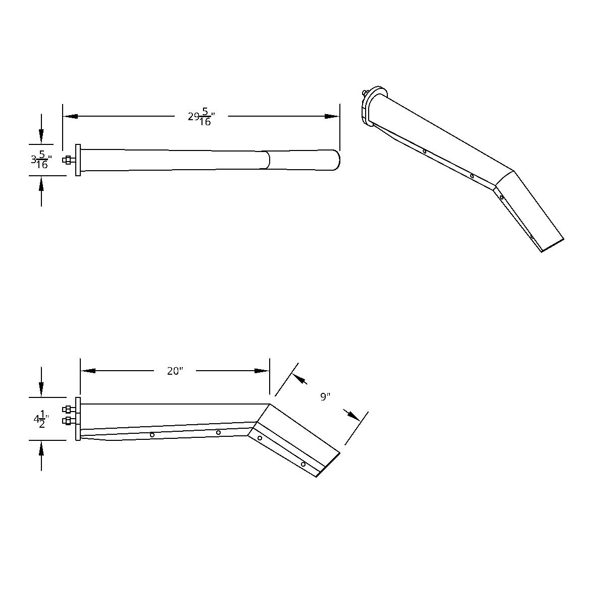 28" Chrome 45-Degree Angled Mud Flap Hangers - 1-1/8" Bolt Pattern (Pair) - Thumbnail 4