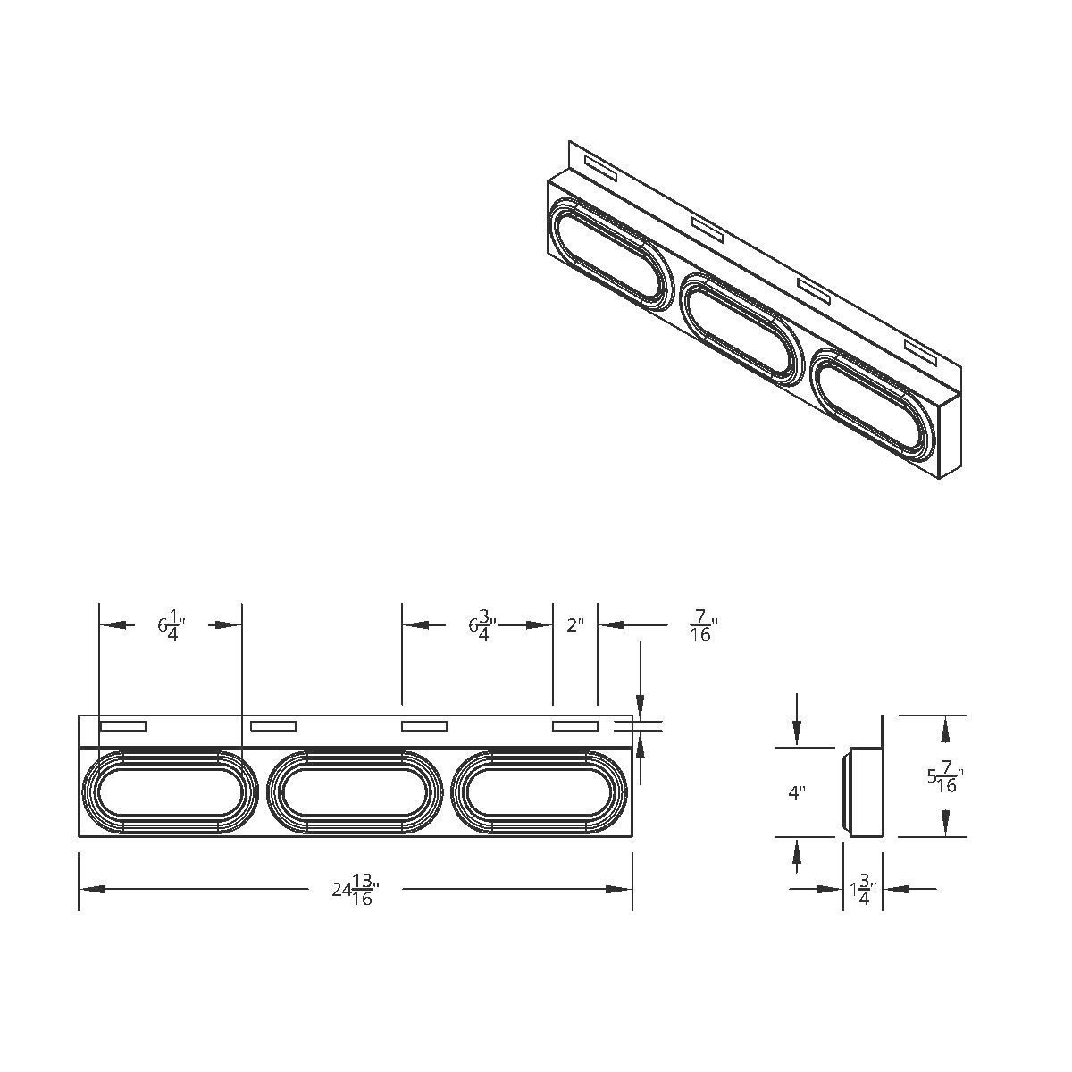 Stainless Top Mud Flap Plate With 3 Oval Lights & Visor - Red Lens (Each) - Thumbnail 2