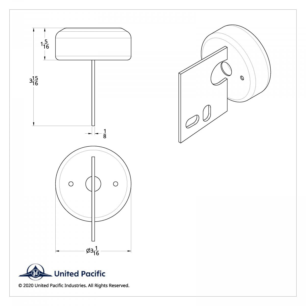 Chrome Steel Mud Flap Hanger End Light Bracket Only - Thumbnail 6