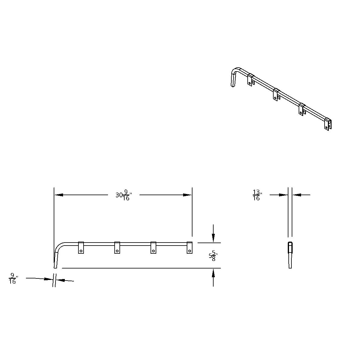 Black Straight Mud Flap Hangers - No Coil (Pair) - Thumbnail 3