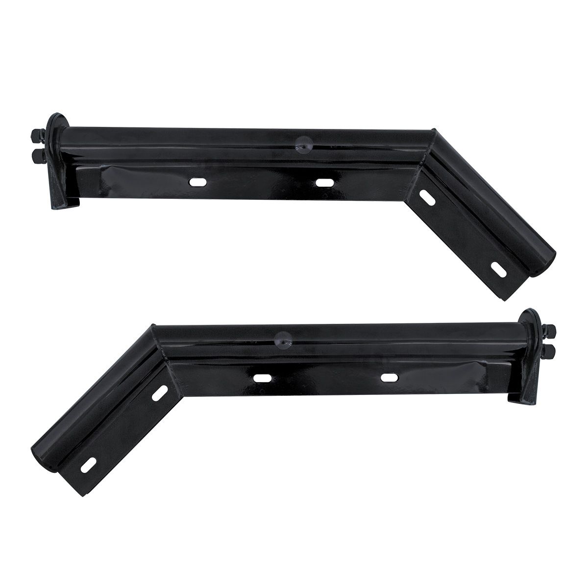 28" Black 45-Degree Angled Mud Flap Hangers - 1-1/8" Bolt Pattern (Pair)