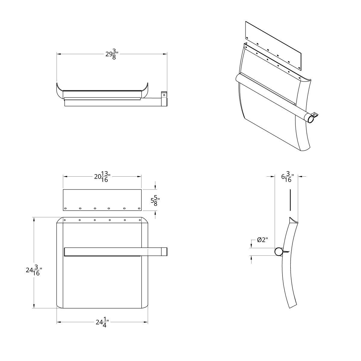 24" X 24" Black Poly Quarter Fender Set (Pair) - Thumbnail 9