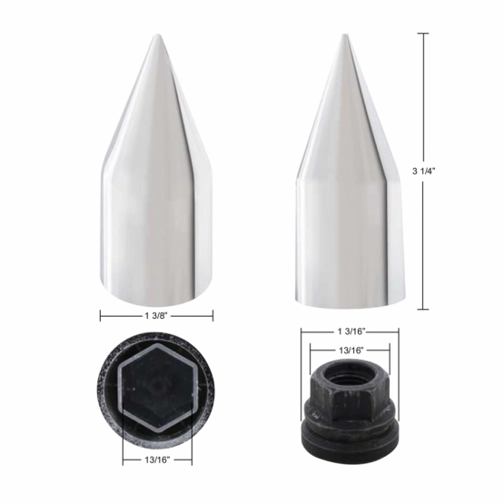 Chrome Spike Nut Cover For 1999-2004 Ford F-150, Push-On Style (Bulk) - Thumbnail 5