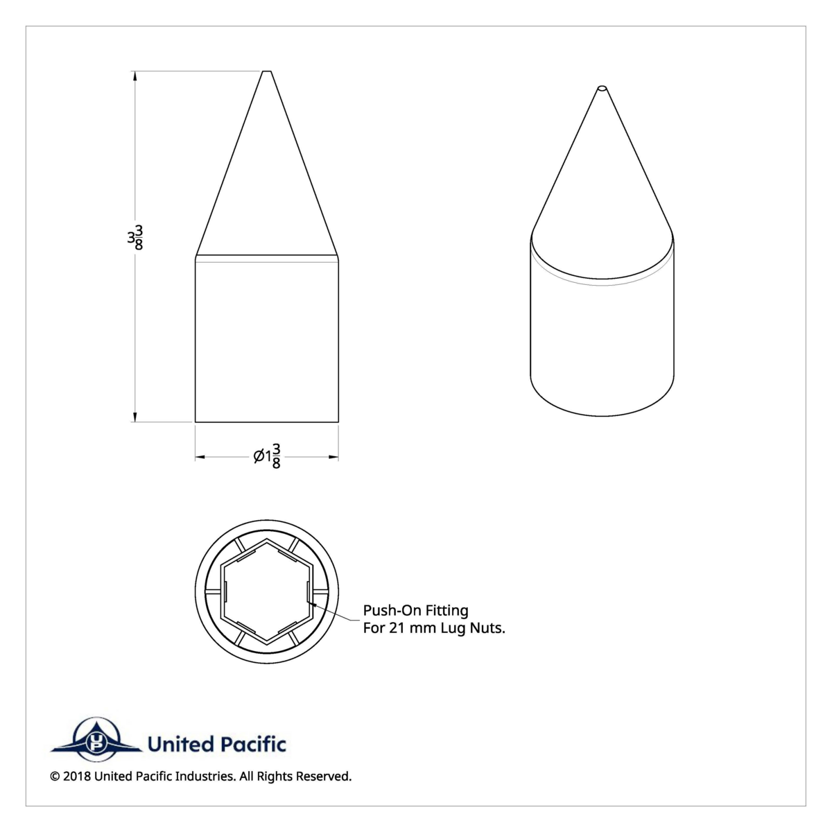 Chrome Spike Nut Cover For 1999-2004 Ford F-150, Push-On Style (Bulk) - Thumbnail 8