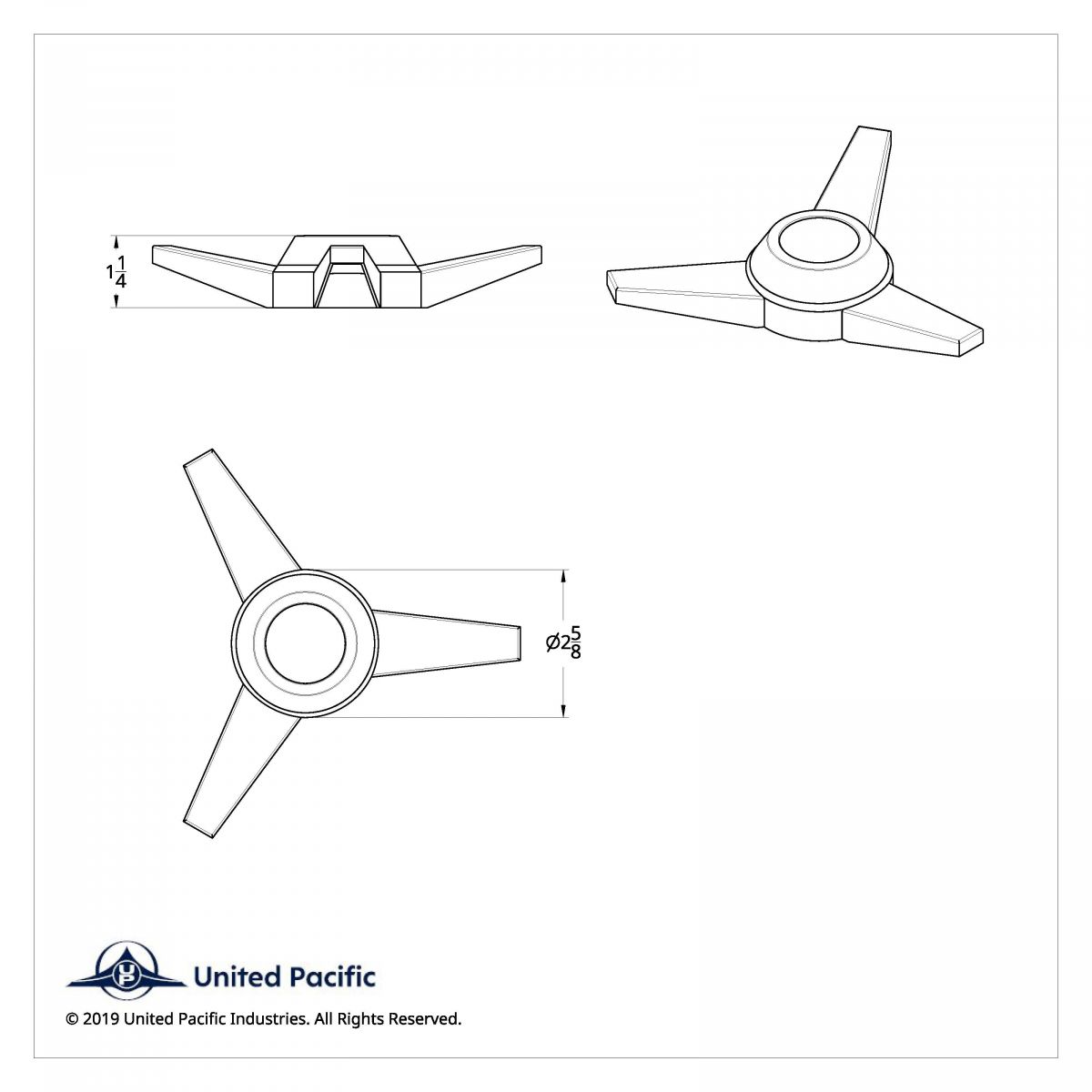 Chrome Plastic 3 Extra Large Straight Bar Spinner Only - Thumbnail 5
